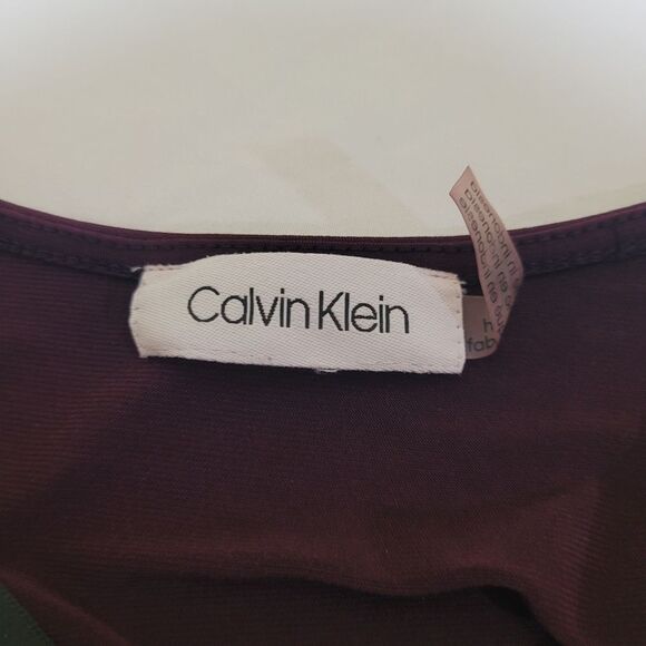 Calvin Klein Purple Women's Sleeveless Top with Chiffon Overlay - Picture 3 of 7